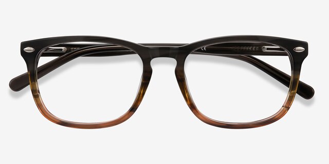 Costello Brown Striped AcetateEyeglass Frames from EyeBuyDirect, Closed View