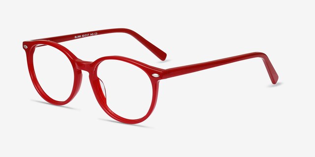 Blink Rouge AcétateMontures de lunettes de vue d'EyeBuyDirect, Vue d'Angle