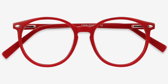 Blink Rouge AcétateMontures de lunettes de vue d'EyeBuyDirect, Vue Rapprochée
