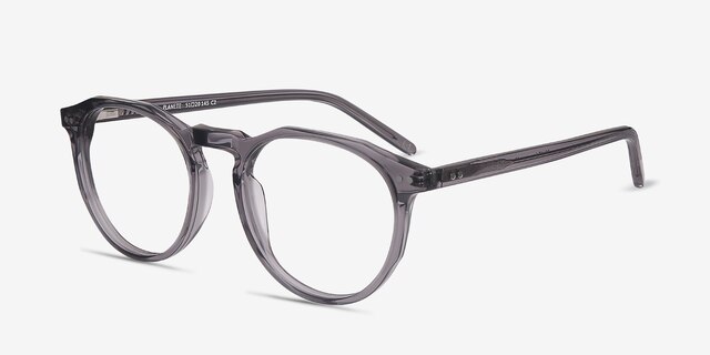 Planete Gray Clear AcetateEyeglass Frames from EyeBuyDirect, Angle View