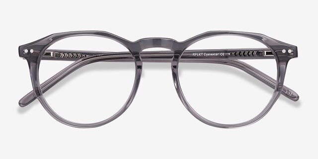 Planete Gray Clear AcetateEyeglass Frames from EyeBuyDirect, Closed View