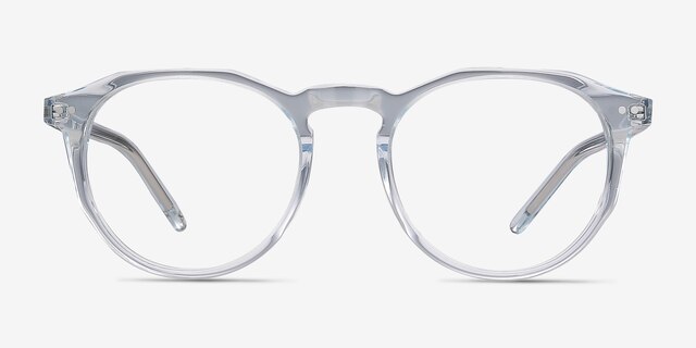 Planete Clear Blue AcetateEyeglass Frames from EyeBuyDirect, Front View