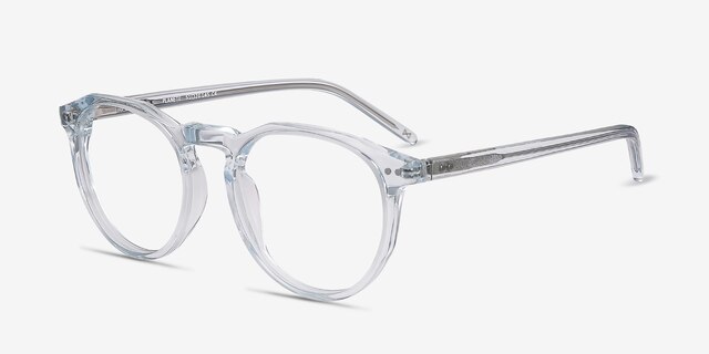 Planete Clear Blue AcetateEyeglass Frames from EyeBuyDirect, Angle View