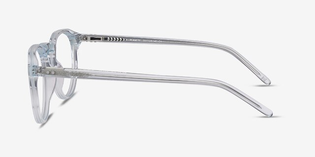 Planete Clear Blue AcetateEyeglass Frames from EyeBuyDirect, Side View