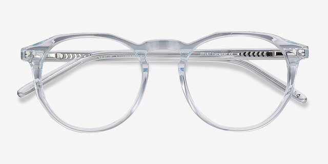 Planete Clear Blue AcetateEyeglass Frames from EyeBuyDirect, Closed View