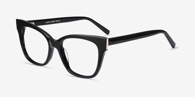 Cachet Black AcetateEyeglass Frames from EyeBuyDirect, Angle View