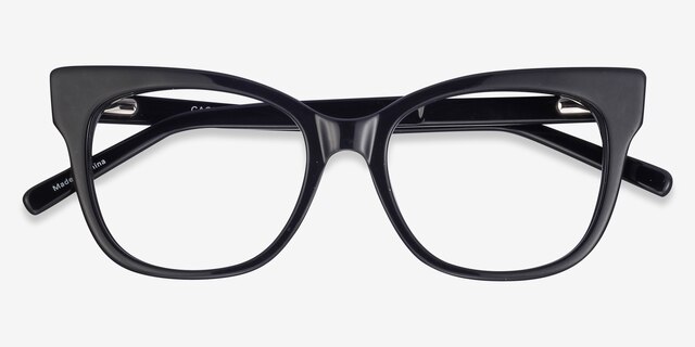 Cachet Black AcetateEyeglass Frames from EyeBuyDirect, Closed View