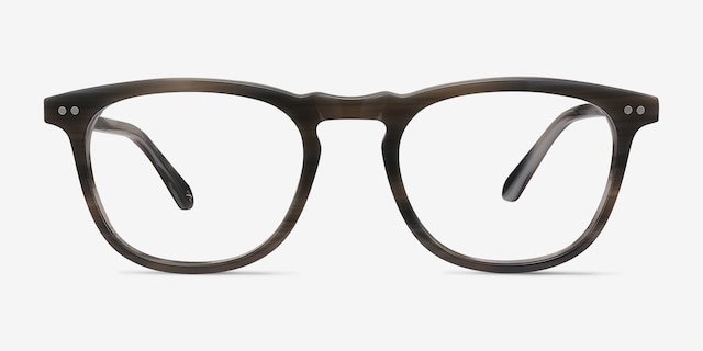Illusion Gray Striped AcétateMontures de lunettes de vue d'EyeBuyDirect, Vue de Face
