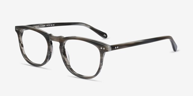 Illusion Gray Striped AcétateMontures de lunettes de vue d'EyeBuyDirect, Vue d'Angle