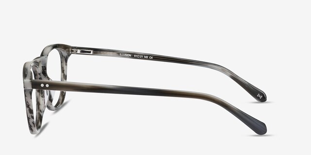 Illusion Gray Striped AcétateMontures de lunettes de vue d'EyeBuyDirect, Vue de Côté