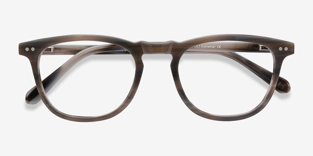 Illusion Gray Striped AcétateMontures de lunettes de vue d'EyeBuyDirect, Vue Rapprochée