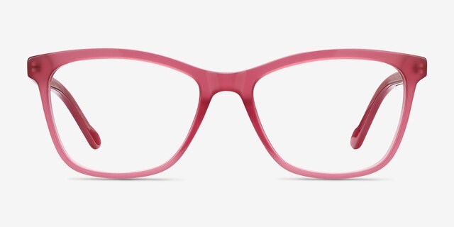 Cannes Clear Raspberry AcetateEyeglass Frames from EyeBuyDirect, Front View
