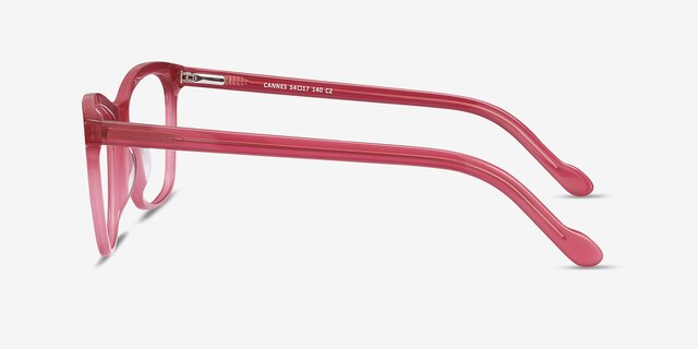 Cannes Clear Raspberry AcetateEyeglass Frames from EyeBuyDirect, Side View