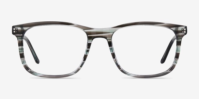 Ballast Gray Striped AcetateEyeglass Frames from EyeBuyDirect, Front View