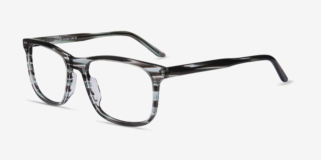 Ballast Gray Striped AcetateEyeglass Frames from EyeBuyDirect, Angle View