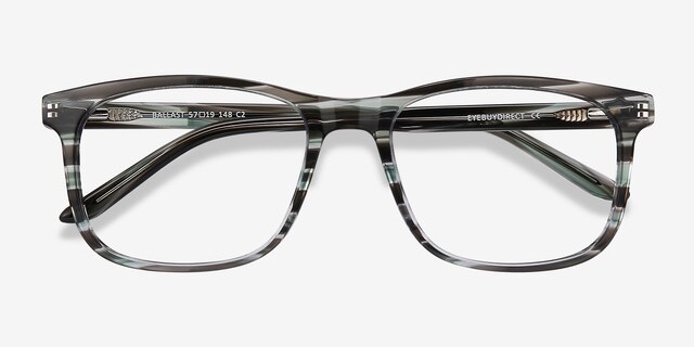 Ballast Gray Striped AcetateEyeglass Frames from EyeBuyDirect, Closed View