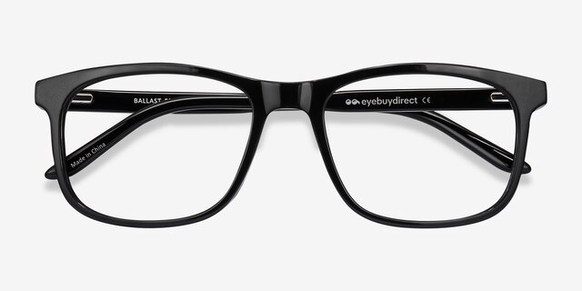 Ballast Noir AcétateMontures de lunettes de vue d'EyeBuyDirect, Vue Rapprochée