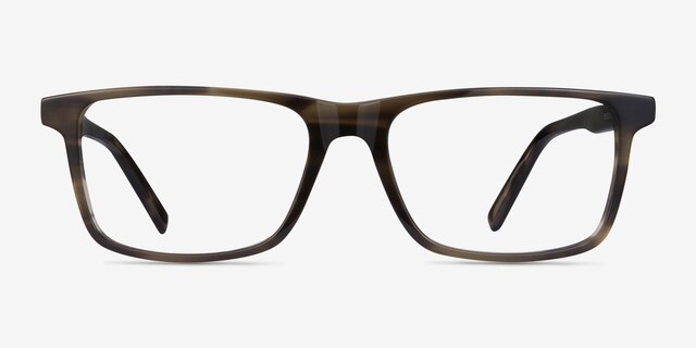 Mariner Gray Striped AcétateMontures de lunettes de vue d'EyeBuyDirect, Vue de Face