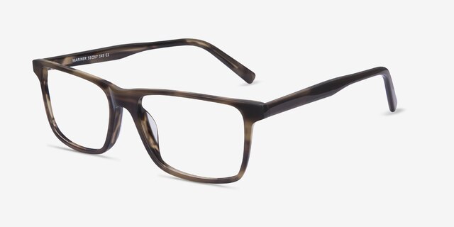 Mariner Gray Striped AcétateMontures de lunettes de vue d'EyeBuyDirect, Vue d'Angle