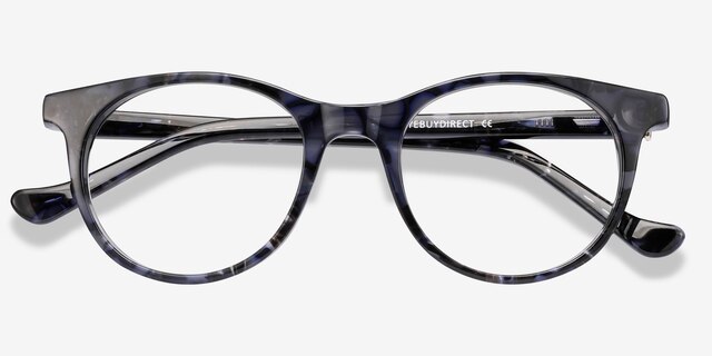 Delle Gray Floral AcétateMontures de lunettes de vue d'EyeBuyDirect, Vue Rapprochée