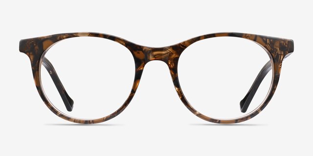 Delle Brown Floral AcetateEyeglass Frames from EyeBuyDirect, Front View