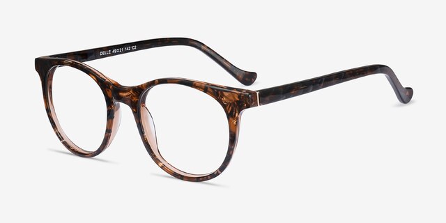 Delle Brown Floral AcetateEyeglass Frames from EyeBuyDirect, Angle View