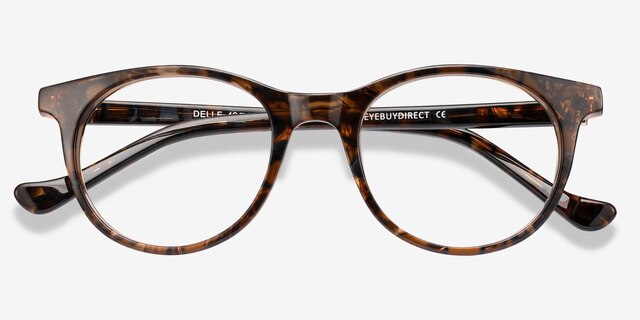 Delle Brown Floral AcetateEyeglass Frames from EyeBuyDirect, Closed View