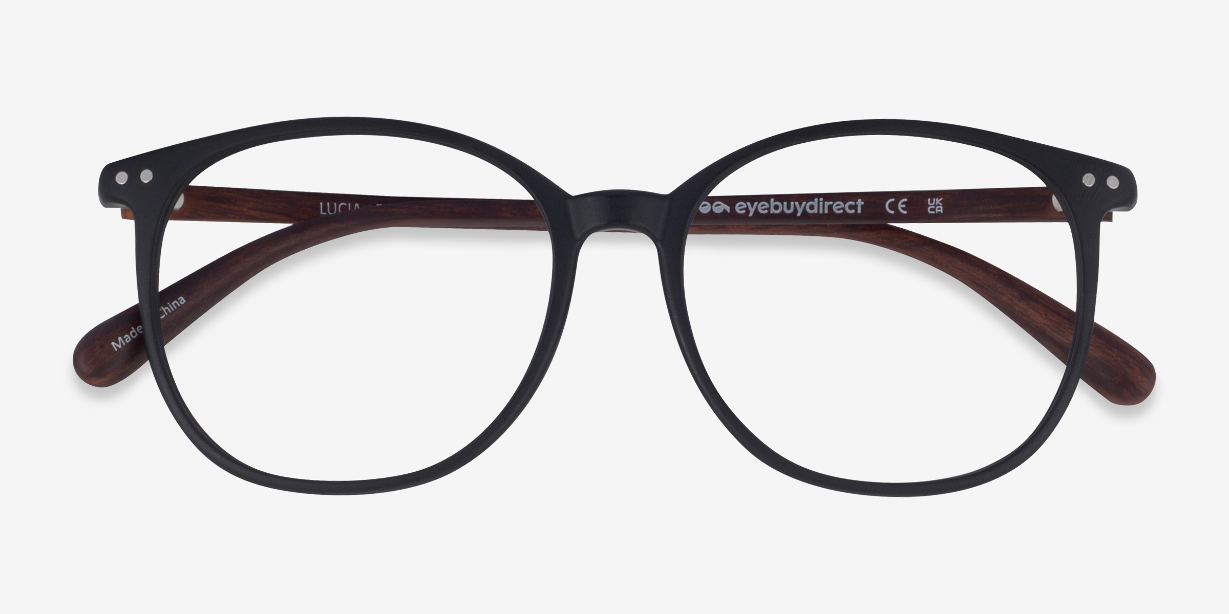 Lucia Matte Black Plastique Montures de lunettes de vue d'EyeBuyDirect, Vue Rapprochée