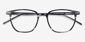 Regalia Gray Striped Acétate Montures de lunettes de vue d'EyeBuyDirect, Vue Rapprochée