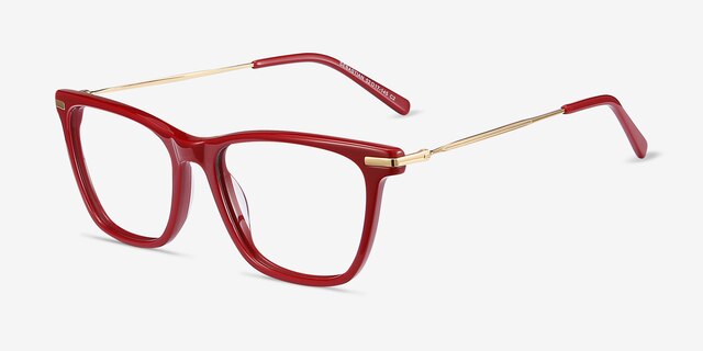 Sebastian Burgundy Acetate-metalEyeglass Frames from EyeBuyDirect, Angle View