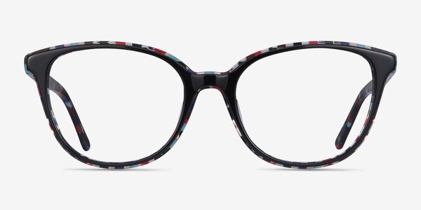 Pixels Black Floral Acétate Montures de lunettes de vue