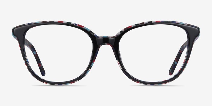 Pixels Black Floral Acetate Eyeglass Frames from EyeBuyDirect