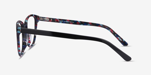 Pixels Black Floral AcetateEyeglass Frames from EyeBuyDirect, Side View