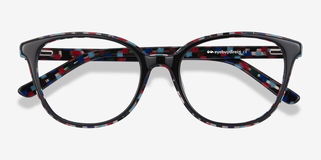 Pixels Black Floral AcetateEyeglass Frames from EyeBuyDirect, Closed View