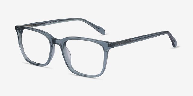 Etched Clear Blue AcétateMontures de lunettes de vue d'EyeBuyDirect, Vue d'Angle