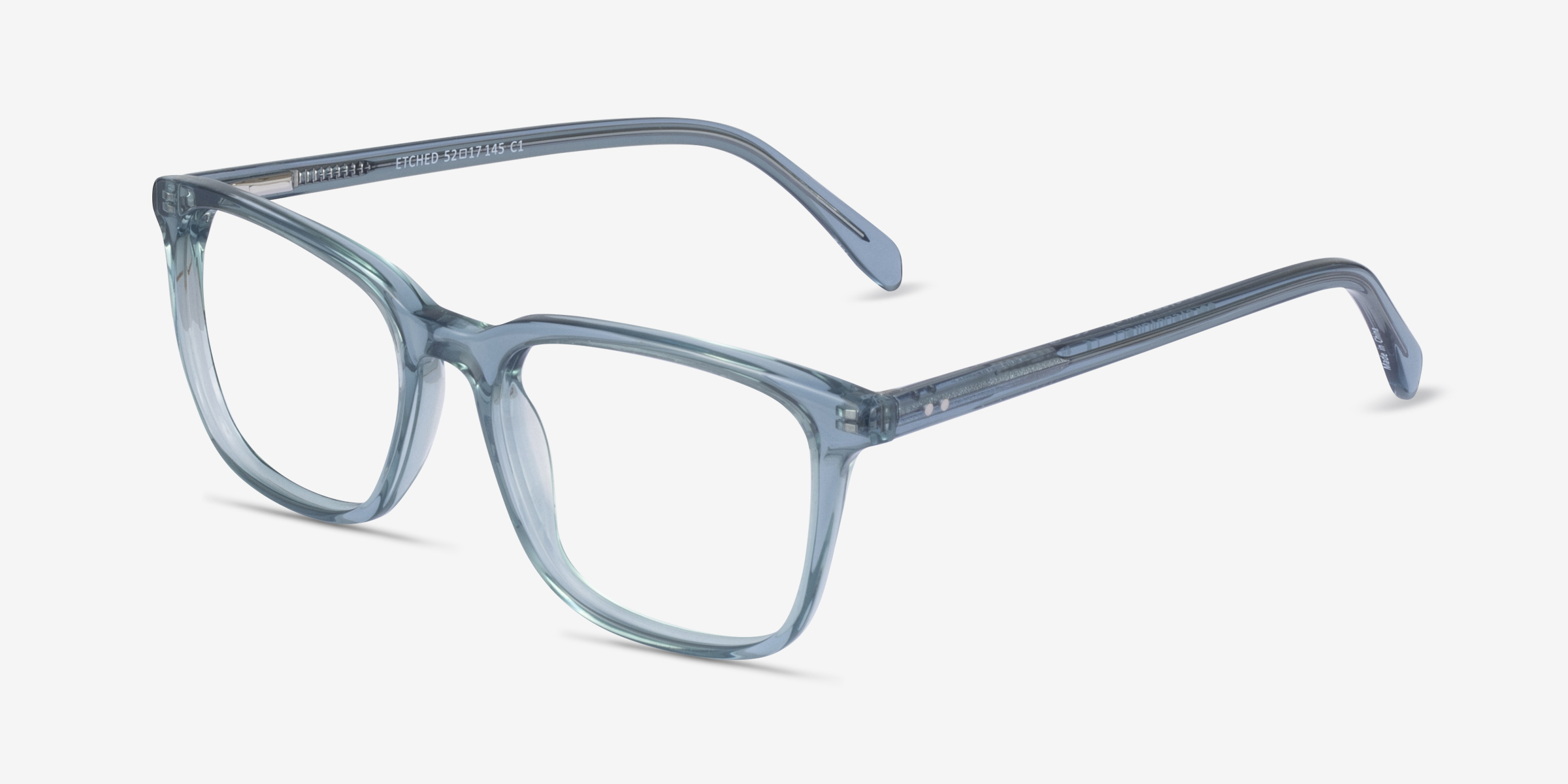 Etched Rectangle Clear Blue Full Rim Eyeglasses Eyebuydirect