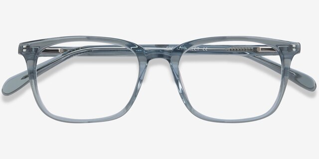 Etched Clear Blue AcétateMontures de lunettes de vue d'EyeBuyDirect, Vue Rapprochée