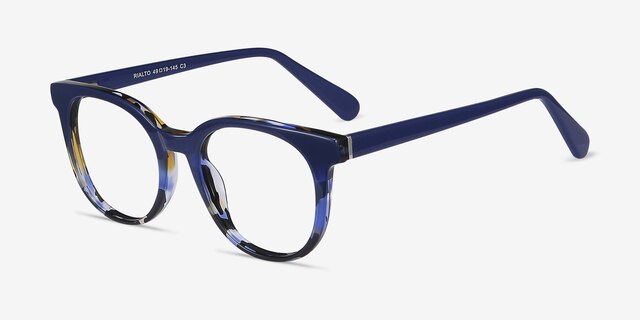 Rialto Blue Floral AcétateMontures de lunettes de vue d'EyeBuyDirect, Vue d'Angle