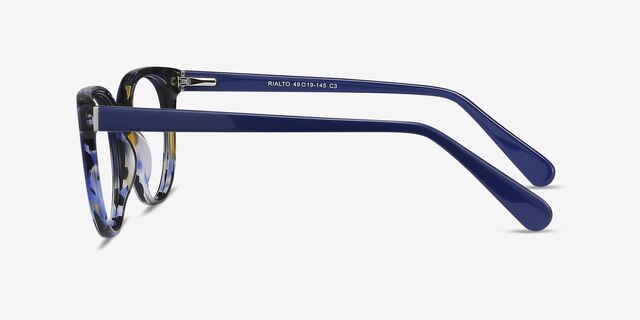 Rialto Blue Floral AcétateMontures de lunettes de vue d'EyeBuyDirect, Vue de Côté
