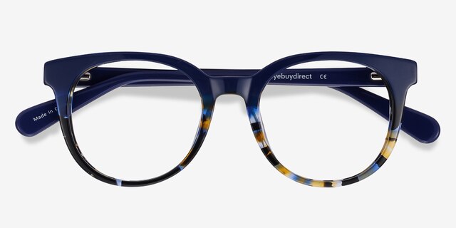 Rialto Blue Floral AcétateMontures de lunettes de vue d'EyeBuyDirect, Vue Rapprochée