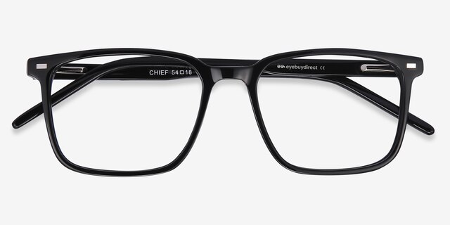 Chief Black AcetateEyeglass Frames from EyeBuyDirect, Closed View