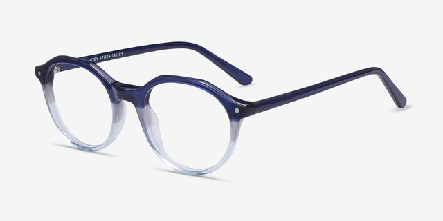 Moby Clear Blue AcétateMontures de lunettes de vue d'EyeBuyDirect, Vue d'Angle