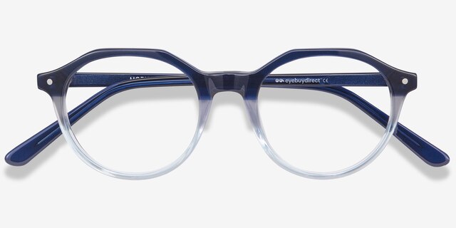 Moby Clear Blue AcétateMontures de lunettes de vue d'EyeBuyDirect, Vue Rapprochée