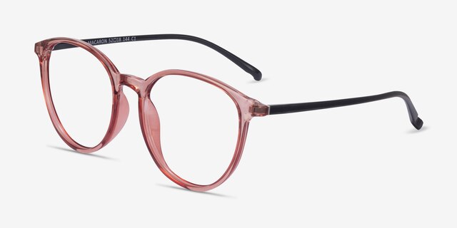 Macaron Clear Pink PlasticEyeglass Frames from EyeBuyDirect, Angle View