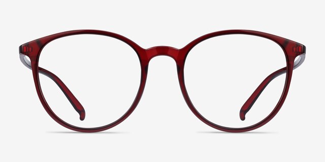 Macaron Burgundy PlasticEyeglass Frames from EyeBuyDirect, Front View