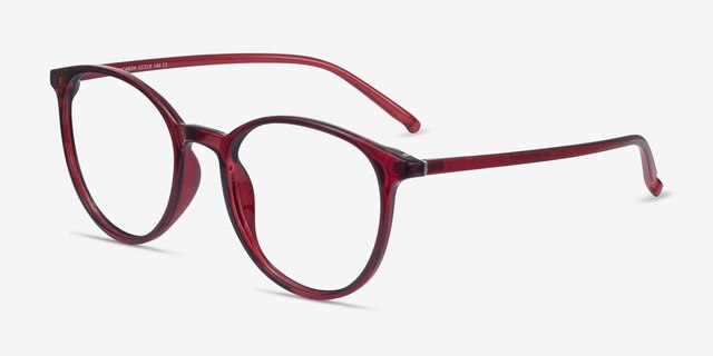 Macaron Burgundy PlasticEyeglass Frames from EyeBuyDirect, Angle View