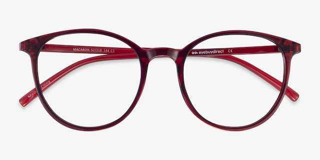 Macaron Burgundy PlasticEyeglass Frames from EyeBuyDirect, Closed View