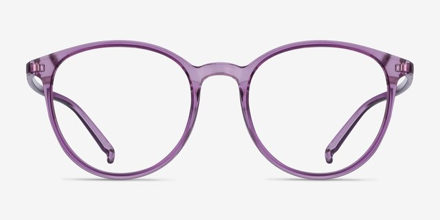 Macaron Clear Purple PlasticEyeglass Frames from EyeBuyDirect, Front View