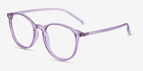 Macaron Clear Purple Plastique Montures de lunettes de vue d'EyeBuyDirect, Vue d'Angle