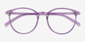 Macaron Clear Purple Plastique Montures de lunettes de vue d'EyeBuyDirect, Vue Rapprochée
